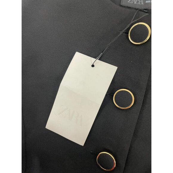 Zara Womens Black Waistcoat Playsuit Romper S Button Front 2157/029 NWT - Picture 7 of 12